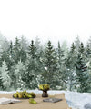 Winter Snowy Forest Wallpaper, Watercolor Mural, Oversized Custom Size Wall Art, Non-Woven, Non-Adhesive, Modern Wall Paper, Removable