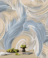 Abstract Blue and Beige Wallpaper, Seamless Pattern Mural, Oversized Custom Size Wall Art, Non-Woven, Non-Adhesive, Modern Wall Paper, Removable