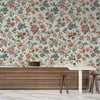 Vintage Flowers Wallpaper, Ethnic Mural, Oversized Custom Size Wall Art, Non-Woven, Non-Adhesive, Modern Wall Paper, Removable