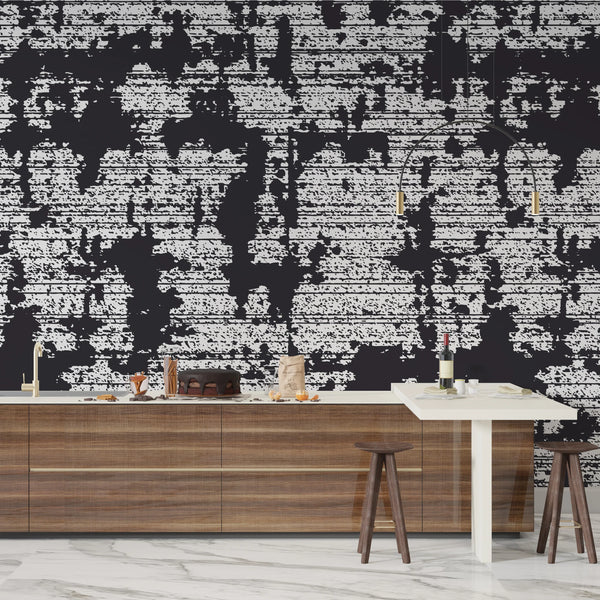 Black Grunge Texture Wallpaper, White Background Mural, Oversized Custom Size Wall Art, Non-Woven, Non-Adhesive, Modern Wall Paper, Removable