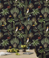 Exotic Plants and Birds Wallpaper, Forest Mural, Oversized Custom Size Wall Art, Non-Woven, Non-Adhesive, Modern Wall Paper, Removable