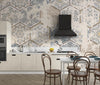 Vintage Tile Wallpaper, Hexagon Pattern Mural, Oversized Custom Size Wall Art, Non-Woven, Non-Adhesive, Modern Wall Paper, Removable