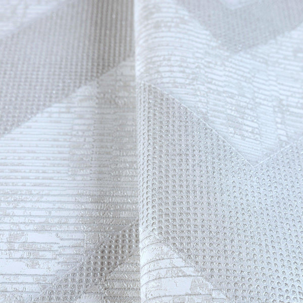 Large Modern Chevron 3D Embossed Wallpaper, White Modern Rich Textured Wallcovering, Non-Pasted, Large 114 sq ft Roll - Walloro High End Wallcoverings & More