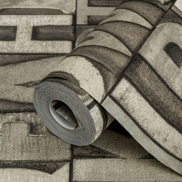 Letters Wallpaper, Rich Textured Wallcovering, Traditional, Gray Light Colors, Extra Large 114 sq ft Roll, Washable, Alphabet Wallpaper - Adawall Wallpaper - Registered Trade Accounts Only, Wallpaper Wholesale Account - 4704-3 - Adawall Wholesale - Wallpaper Wholesaler