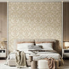 Light Beige, Gold Luxury 3D Damask Wallpaper, Premium Sparkling Velvet Feeling Flocked Wallcovering - Adawall Wallpaper - Registered Trade Accounts Only, Wallpaper Wholesale Account - 1002-5 - Adawall Wholesale - Wallpaper Wholesaler