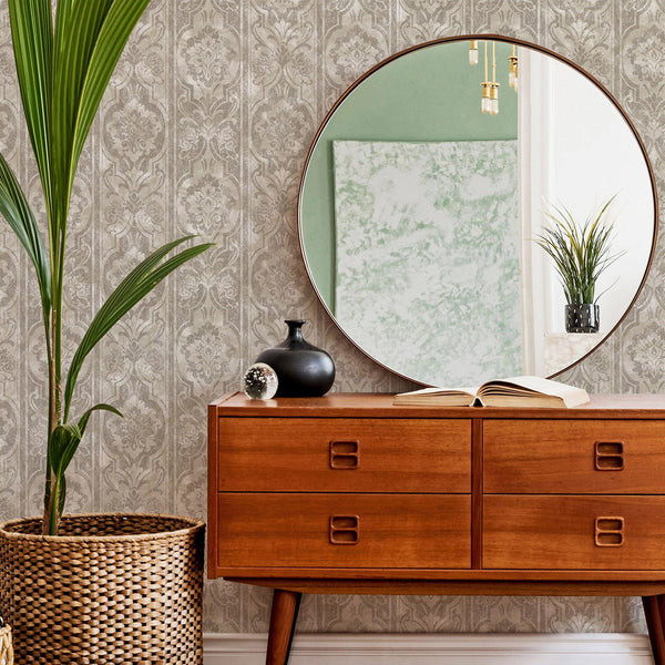 Light Neutral Washed Distressed Wallpaper, Rich Damask Textured Embossed Wallcovering, Large 114 sq ft Roll, Washable, Rusted, Abstract - Adawall Wallpaper - Registered Trade Accounts Only, Wallpaper Wholesale Account - 4713-4 - Adawall Wholesale - Wallpaper Wholesaler
