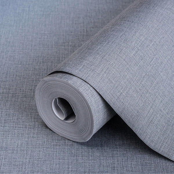 Linen Textured Modern Textured Wallpaper, Dark Gray Solid Color Fabric Touch Contemporary Wallcovering - Walloro High End Wallcoverings & More