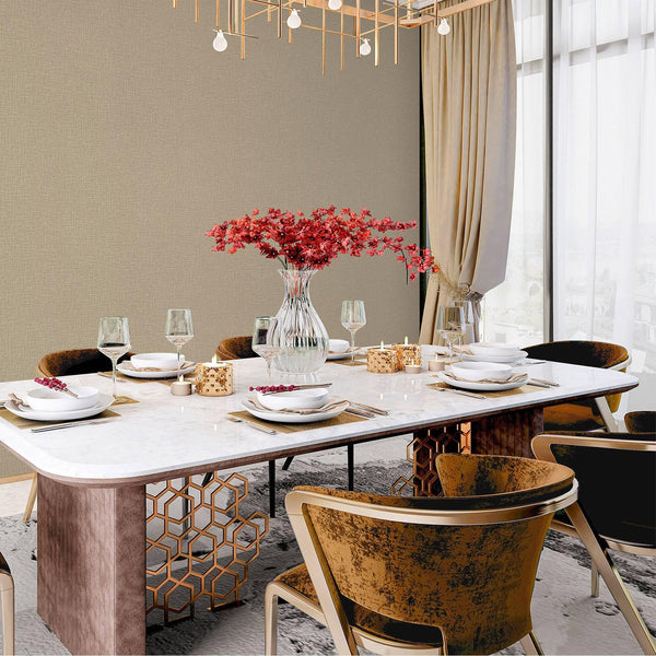 Linen Textured Modern Textured Wallpaper, Light Brown Solid Color Fabric Touch Contemporary Wallcovering - Walloro High End Wallcoverings & More