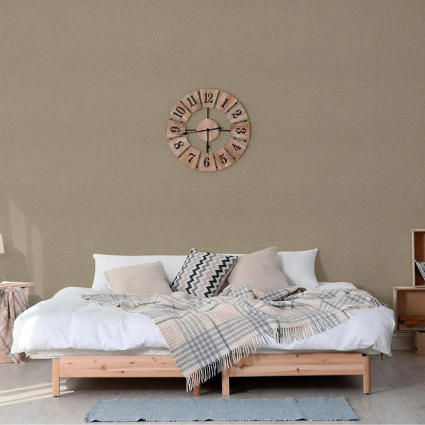 Linen Textured Modern Textured Wallpaper, Light Brown Solid Color Fabric Touch Contemporary Wallcovering - Walloro High End Wallcoverings & More