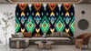 Ikat Ethnic Wallpaper, Abstract Mexican Mural, Oversized Custom Size Wall Art, Non-Woven, Non-Adhesive, Modern Wall Paper, Removable