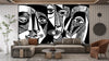 Modern Surreal, Black and White Wallpaper, Linocut Style Mural, Oversized Custom Size Wall Art, Non-Woven, Non-Adhesive, Modern Wall Paper, Removable