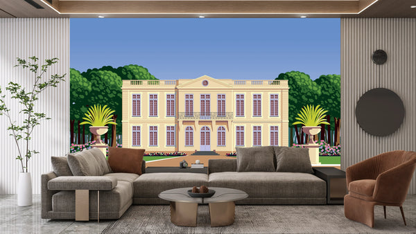 Traditional Romantic Old Chateau Wallpaper, Garden Mural, Oversized Custom Size Wall Art, Non-Woven, Non-Adhesive, Modern Wall Paper, Removable