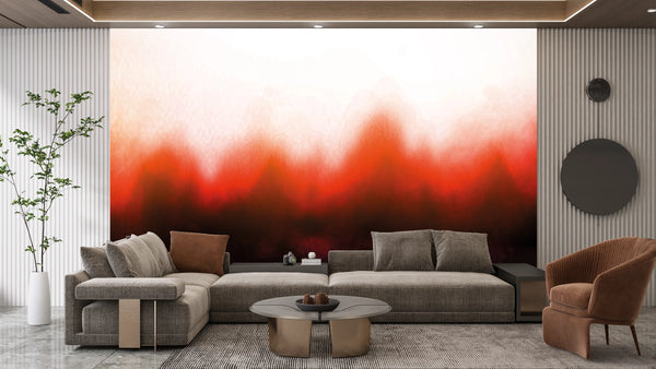 Ink Painting Dark Fire Wallpaper, Traditional Japanese Mural, Oversized Custom Size Wall Art, Non-Woven, Non-Adhesive, Modern Wall Paper, Removable