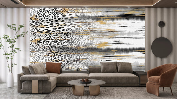 Leopard Skin Wallpaper, Seamless Pattern Mural, Oversized Custom Size Wall Art, Non-Woven, Non-Adhesive, Modern Wall Paper, Removable