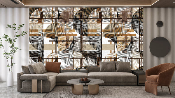 Abstract Geometric Shapes Wallpaper, Seamless Pattern Mural, Oversized Custom Size Wall Art, Non-Woven, Non-Adhesive, Modern Wall Paper, Removable