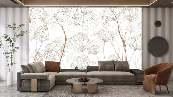 Luxury Art Wallpaper, Flower Mural, Oversized Custom Size Wall Art, Non-Woven, Non-Adhesive, Modern Wall Paper, Removable