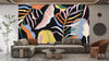 Colorful Leaves Wallpaper, Dark Background Mural, Oversized Custom Size Wall Art, Non-Woven, Non-Adhesive, Modern Wall Paper, Removable