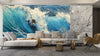 Big Wave in a Raging Sea Wallpaper, Oil Painting Mural, Oversized Custom Size Wall Art, Non-Woven, Non-Adhesive, Modern Wall Paper, Removable