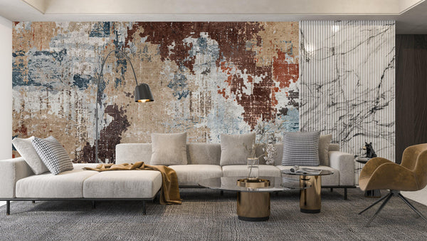 Abstract Vintage Wallpaper, Retro Texture Mural, Oversized Custom Size Wall Art, Non-Woven, Non-Adhesive, Modern Wall Paper, Removable