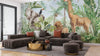 African Animals Wallpaper, Watercolor Wildlife Mural, Oversized Custom Size Wall Art, Non-Woven, Non-Adhesive, Modern Wall Paper, Removable