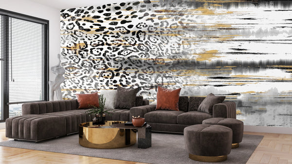Leopard Skin Wallpaper, Seamless Pattern Mural, Oversized Custom Size Wall Art, Non-Woven, Non-Adhesive, Modern Wall Paper, Removable