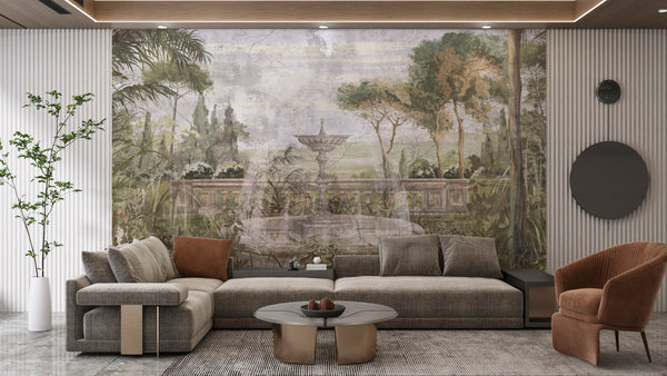 Toscana Garden Wallpaper, Plants and Trees Mural, Oversized Custom Size Wall Art, Non-Woven, Non-Adhesive, Modern Wall Paper, Removable