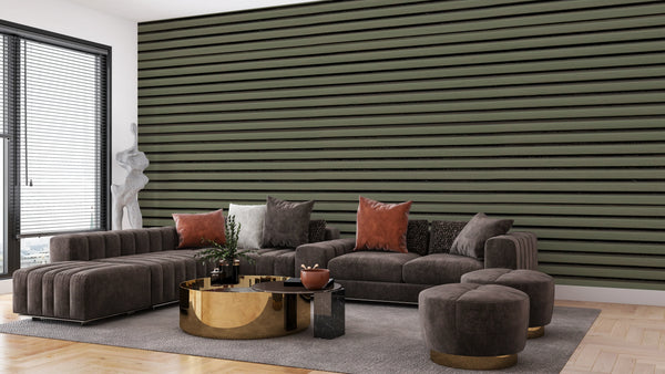 WPC Wood Wallpaper, Green Mural, Oversized Custom Size Wall Art, Non-Woven, Non-Adhesive, Modern Wall Paper, Removable