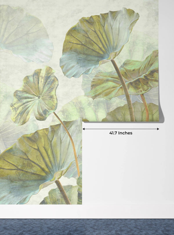 Lotus Leaves Wallpaper, Botanical Mural, Oversized Custom Size Wall Art, Non - Woven, Non - Adhesive, Modern Wall Paper, Removable - Adawall Wallpaper - Registered Trade Accounts Only, Wallpaper Wholesale Account - W77813 - Adawall Wholesale - Wallpaper Wholesaler