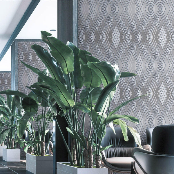 Luxurious Argyle Pattern Embossed Wallpaper, Gray, Blue Diamond Shape 3D Textured Shimmering, Geometric Design - Adawall Wallpaper - Registered Trade Accounts Only, Wallpaper Wholesale Account - 1213-4 - Adawall Wholesale - Wallpaper Wholesaler
