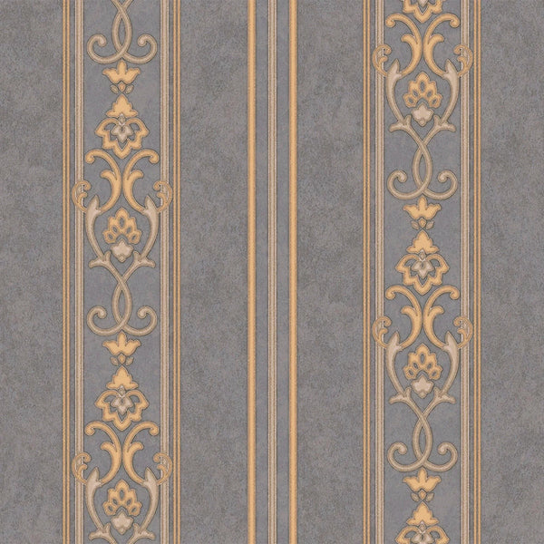 Luxury Deep Embossed Striped Wallpaper, Dark Washed Damask 3D Textured Wallcovering, Traditional, Large 114 sqft Roll, Living Room Wallpaper - Walloro High End Wallcoverings & More