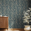 Luxury Leaf Pattern Wallpaper, Blue Embossed Botanical Tropical Exotic Wallcovering, Plants Tropical Design - Adawall Wallpaper - Registered Trade Accounts Only, Wallpaper Wholesale Account - 1507-5 - Adawall Wholesale - Wallpaper Wholesaler