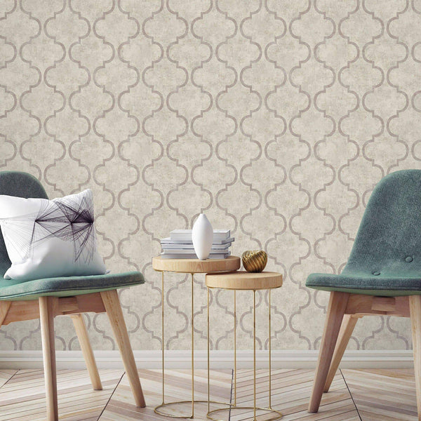 Luxury Moroccan Embossed Wallpaper, Rich Textured Wallcovering, Traditional, Beige Ivory, Extra Large 114 sq ft Roll, Washable, Removable - Adawall Wallpaper - Registered Trade Accounts Only, Wallpaper Wholesale Account - 4703-2 - Adawall Wholesale - Wallpaper Wholesaler