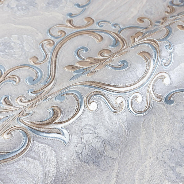 Luxury Textured Embossed Flowered Gray, Home Wall Decor, Aesthetic Wallpaper, Textured Wallcovering Non-Adhesive- 41.7”W X 393”H - Walloro High End Wallcoverings & More