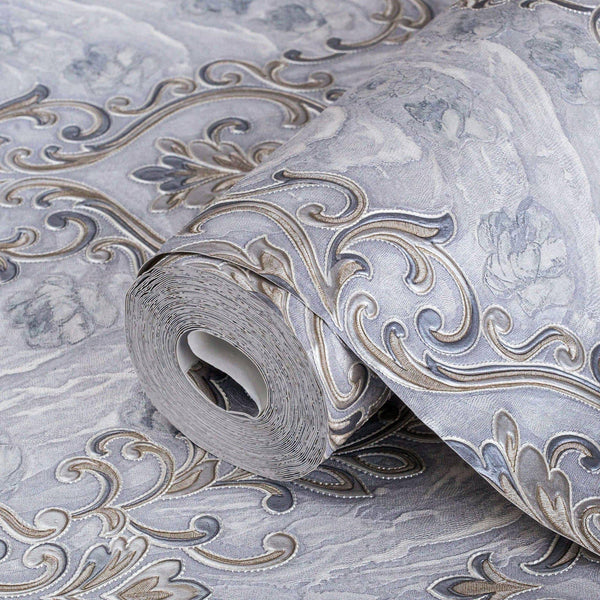 Marble Flowered Textured Embossed Gray, Home Wall Decor, Aesthetic Wallpaper, Textured Wallcovering Non - Adhesive - 41.7”W X 393”H - Adawall Wallpaper - Registered Trade Accounts Only, Wallpaper Wholesale Account - 1004-5 - Adawall Wholesale - Wallpaper Wholesaler