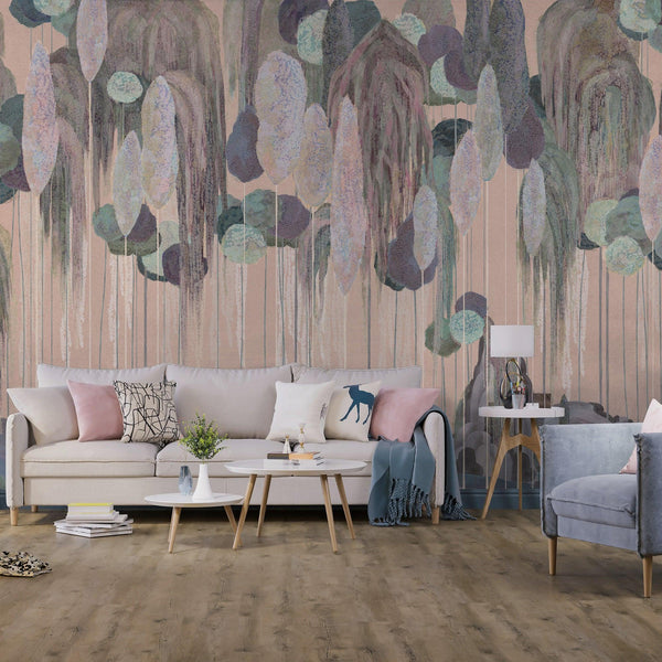 Modern Art Wall Mural, Trees Wallpaper, Beige Oversized Nature Theme Customized Wall Covering, Non - Woven, Non - Adhesive, Removable, Washable, Large - Adawall Wallpaper - Registered Trade Accounts Only, Wallpaper Wholesale Account - SE309-5 - Adawall Wholesale - Wallpaper Wholesaler