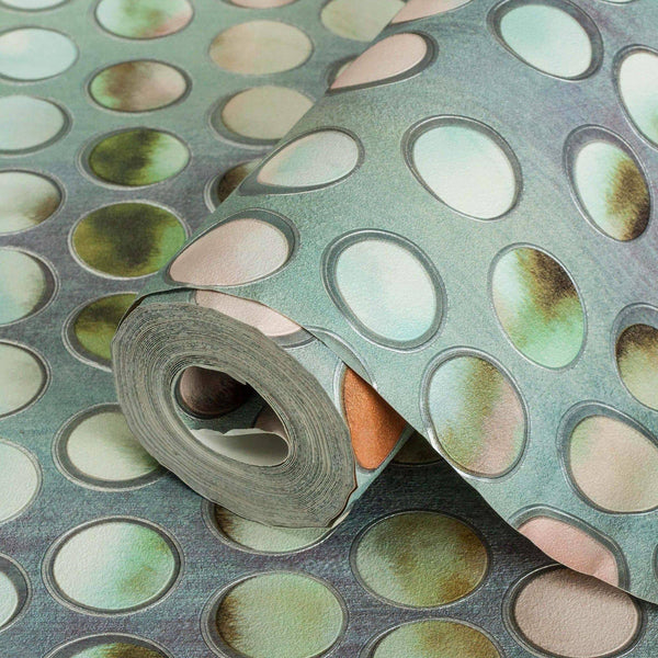 Modern Circles Geometric Wallpaper, Rich Textured Embossed Wallcovering, Traditional, Luxury Wallpaper, Extra Large 114 sq ft Roll, Green - Adawall Wallpaper - Registered Trade Accounts Only, Wallpaper Wholesale Account - 4706-3 - Adawall Wholesale - Wallpaper Wholesaler