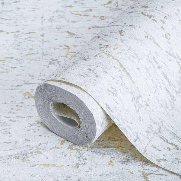 Modern Cork Embossed Wallpaper, Rich Textured Wallcovering, Gray, Traditional, Camper Van Log Cabin Decor, Large 114 sq ft Roll, Washable - Walloro High End Wallcoverings & More