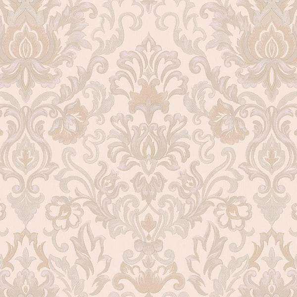 Modern Creamy Embossed Damask Wallpaper, Home Wall Decor, Aesthetic Wallpaper, Textured Wallcovering Non-Adhesive and Non-Peel and Stick - Walloro High End Wallcoverings & More