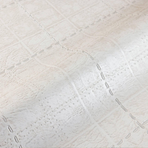 Modern Embossed Geometric Vanilla Home Wall Decor, Aesthetic Wallpaper, Textured Wallcovering Non-Adhesive and Non-Peel - Walloro High End Wallcoverings & More