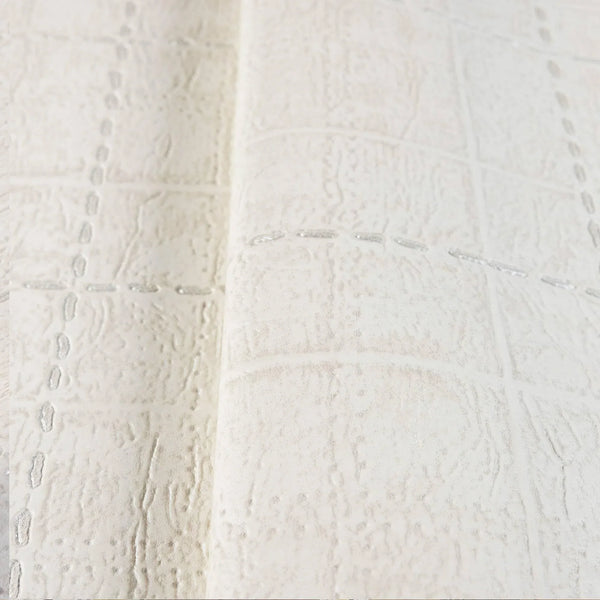 Modern Embossed Geometric Vanilla Home Wall Decor, Aesthetic Wallpaper, Textured Wallcovering Non-Adhesive and Non-Peel - Walloro High End Wallcoverings & More
