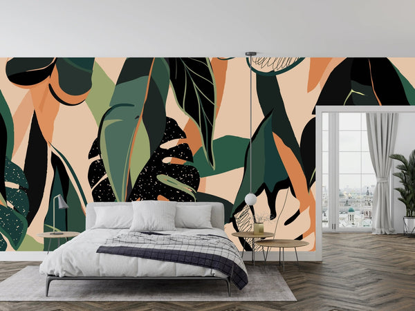 Modern Exotic Wallpaper, Jungle Plants Mural, Oversized Custom Size Wall Art, Non - Woven, Non - Adhesive, Modern Wall Paper, Removable - Adawall Wallpaper - Registered Trade Accounts Only, Wallpaper Wholesale Account - W77747 - Adawall Wholesale - Wallpaper Wholesaler