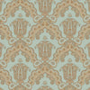 Modern Light Teal, Gold Damask Wallpaper, Home Wall Decor, Aesthetic Wallpaper, Textured Wallcovering Non-Adhesive and Non-Peel and Stick - Walloro High End Wallcoverings & More