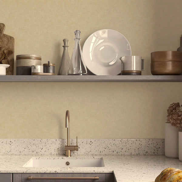 Modern Solid Color Embossed Textured Wallpaper, Light Beige Contemporary Wallcovering, Monochromatic, Non-Woven - Walloro High End Wallcoverings & More