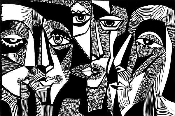 Modern Surreal, Black and White Wallpaper, Linocut Style Mural, Oversized Custom Size Wall Art, Non - Woven, Non - Adhesive, Modern Wall Paper, Removable - Adawall Wallpaper - Registered Trade Accounts Only, Wallpaper Wholesale Account - W78169 - Adawall Wholesale - Wallpaper Wholesaler