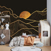 Mountain Gold Line Art Wallpaper, Black Background Mural, Oversized Custom Size Wall Art, Non - Woven, Non - Adhesive, Modern Wall Paper, Removable - Adawall Wallpaper - Registered Trade Accounts Only, Wallpaper Wholesale Account - W77907 - Adawall Wholesale - Wallpaper Wholesaler