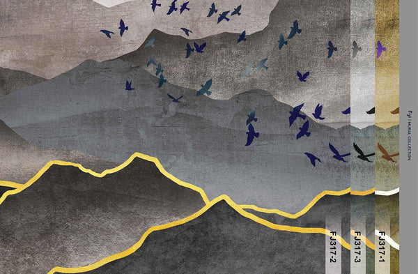 Mountain Scenic Wall Mural, Gray Nature Wallpaper, Custom Size Wall Covering, Non - Woven, Non - Pasted, Removable, Washable, Extra Large Bird Art - Adawall Wallpaper - Registered Trade Accounts Only, Wallpaper Wholesale Account - FJ317-2 - Adawall Wholesale - Wallpaper Wholesaler