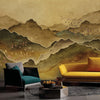 Mountain Scenic Wall Mural, Yellow Nature Wallpaper, Custom Size Wall Covering, Non-Woven, Non-Pasted, Removable, Washable, Extra Large Bird Art - Walloro High End Wallcoverings & More