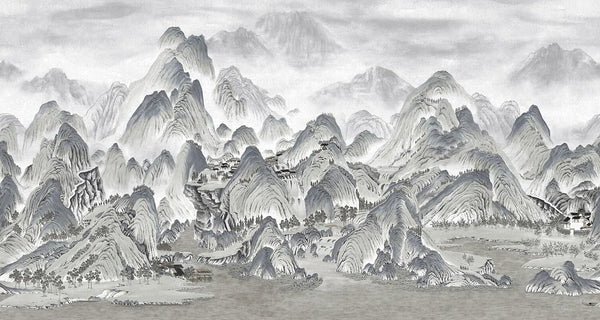 Mountains Scenic Wall Mural, White Landscape Wallpaper, Modern Custom Size Wall Covering, Non - Woven, Non - Pasted, Washable, Removable, Extra Large Wall Covering - Adawall Wallpaper - Registered Trade Accounts Only, Wallpaper Wholesale Account - FJ318-2 - Adawall Wholesale - Wallpaper Wholesaler