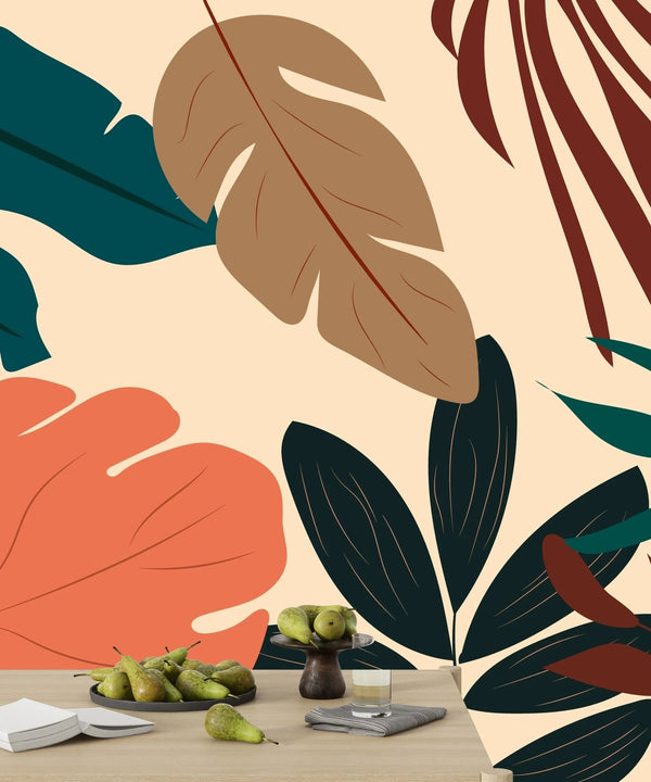 Natural Plants Wallpaper, Beige Background Mural, Oversized Custom Size Wall Art, Non - Woven, Non - Adhesive, Modern Wall Paper, Removable - Adawall Wallpaper - Registered Trade Accounts Only, Wallpaper Wholesale Account - W77722 - Adawall Wholesale - Wallpaper Wholesaler