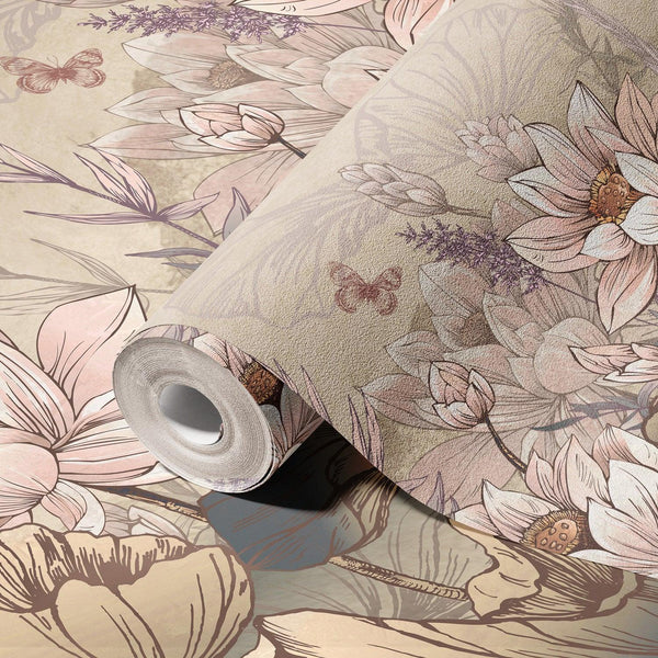 Nature Forest Wall Mural, Light Beige Trees Wallpaper, Botanic Theme Customized Wall Covering, Non-Woven, Non-Adhesive, Removable, Washable, Removable - Walloro High End Wallcoverings & More